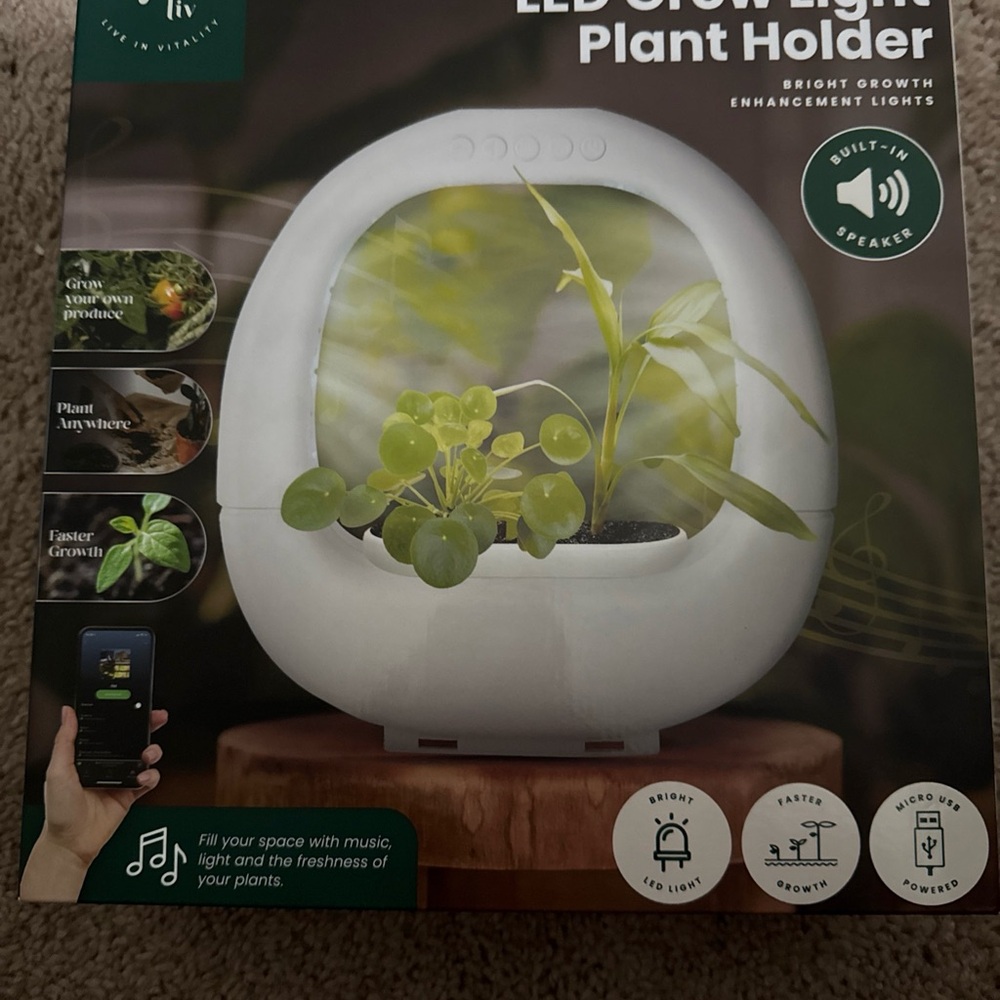 LED Grow Light Plant Holder with Built-in Speaker